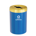 Glaro 33 gal Round Recycling Bin, Blue/Satin Brass M-2032BL-BE-M3