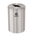 Glaro 33 gal Round Recycling Bin, Satin Aluminum M-2032SA-SA-M4