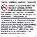 Nmc Texas Concealed Handgun Law Sign, M460ACP M460ACP
