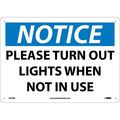 Nmc Notice Please Turn Off Lights When Not In Use Sign, N370AB N370AB