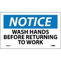Nmc Notice Wash Hands Before Returning To Work Label, Pk5, N43AP N43AP