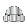 Zoro Select Low Crown Cap Nut, 1/4"-28, Steel, Nickel Plated, 0.338 in H, 2000 PK 15NC