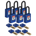 Brady Safekey Lockout Padlock Nylon Blue 1.5" Pla NYL-BLU-38PL-KD6PK
