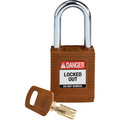 Brady Safekey Lockout Padlock Nylon Brown 1.5" Steel S NYL-BRN-38ST-KD