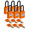 Brady Safekey Lockout Padlock Nylon Orange 1.5" P NYL-ORG-38PL-KA6PK
