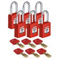 Brady Safekey Lockout Padlock Nylon Red 1.5" Stee NYL-RED-38ST-KD6PK