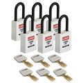 Brady Safekey Lockout Padlock Nylon White 1.5" Pl NYL-WHT-38PL-KA6PK