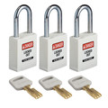 Brady Safekey Lockout Padlock Nylon White 1.5" St NYL-WHT-38ST-KA3PK