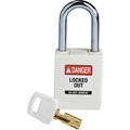 Brady Safekey Lockout Padlock Nylon White 1.5" Steel S NYL-WHT-38ST-KD