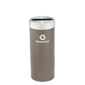 Glaro 12 gal Round Recycling Bin, Bronze Vein/Satin Aluminum P-1232BV-SA-P3