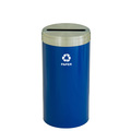 Glaro 16 gal Round Recycling Bin, Blue/Satin Aluminum P-1532BL-SA-P2