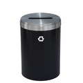 Glaro 33 gal Round Recycling Bin, Satin Black/Satin Aluminum P-2032BK-SA-P1
