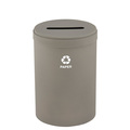 Glaro 33 gal Round Recycling Bin, Nickel P-2032NK-NK-P2