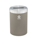 Glaro 33 gal Round Recycling Bin, Nickel/Satin Aluminum P-2032NK-SA-P2