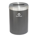 Glaro 33 gal Round Recycling Bin, Silver Vein/Satin Aluminum P-2032SV-SA-P3