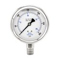 Pic Gauges Pressure Gauge, 0 to 300 psi, 1/2 in MNPT, Stainless Steel, Silver PRO-301L-402H-01