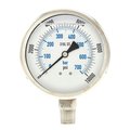 Pic Gauges Pressure Gauge, 0 to 10,000 psi, 1/2 in MNPT, Stainless Steel, Silver PRO-301L-402U-01