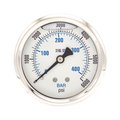 Pic Gauges Pressure Gauge, 0 to 6000 psi, 1/4 in MNPT, Stainless Steel, Silver PRO-302L-254S-01