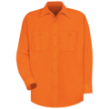 Red Kap Ls Hi-Vis Orange Workshirt, L SS14OR RG L