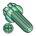 Zoro Select Thread Cutting Screw, #10-32 x 3/8 in, Green Steel Hex Head Combination Phillips/Slotted Drive 1106RCWG