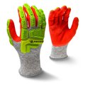 Radians Hi-Vis Cut Resistant Impact Coated Gloves, A5 Cut Level, Foam Nitrile, 2XL, 1 PR RWG603XXL