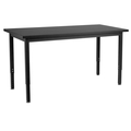 National Public Seating Rectangle Height Adjust Science Lab Table, 24" x 60, 24" W X 60" L X 22.25-37.25" H, Black SLT3-2460C