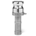 Usa Industrials Cam and Groove Fitting, 316SS, E, 3" Adapter x 3" Hose Shank BULK-CGF-52