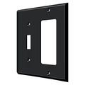 Deltana Single Switch/Single Rocker Switch Plate, Number of Gangs: 2 Solid Brass, Paint Black Finish SWP4743U19