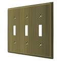 Deltana Triple Standard Switch Plate, Number of Gangs: 3 Solid Brass, Antique Brass Finish SWP4763U5