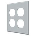 Deltana Quadruple Outlet Switch Plate, Number of Gangs: 2 Solid Brass, Brushed Chrome Finish SWP4771U26D