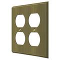 Deltana Quadruple Outlet Switch Plate, Number of Gangs: 2 Solid Brass, Antique Brass Finish SWP4771U5