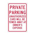 Nmc Private Parking Unauthorized Cars Will Be Towed Sign, TM58G TM58G