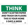 Nmc Think Don'T Scatter Paper And Trash Sign, TS118PB TS118PB