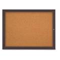 United Visual Products Single Door Radius Corkboard, 48"X36", B UV80031-BRONZE-CORK