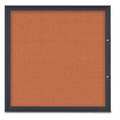 United Visual Products Single Door Radius Plus Corkboard, 48"X UV8003PLUS48-BLACK-APRICOT