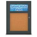 United Visual Products Single Door Radius Corkboard, Header, 18 UV8010-BLACK-CORK