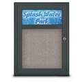 United Visual Products Single Door Radius Corkboard With Header UV8010-BLACK-PEARL