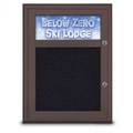 United Visual Products Single Door Radius Plus Corkboard, Header UV8010PLUS-BRONZE-RUBBER