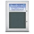 United Visual Products Single Door Radius Plus Corkboard, Header UV8010PLUS-SATIN-BLSPRU