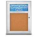 United Visual Products Single Door Radius Corkboard, Header, 18 UV8010-SATIN-CORK