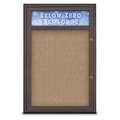 United Visual Products Single Door Radius Plus Corkboard With H UV8011PLUS-BRONZE-BUFF