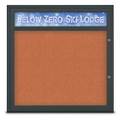 United Visual Products Single Door Radius Plus Corkboard With H UV8012PLUS-BLACK-APRICOT