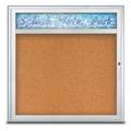 United Visual Products Single Door Radius Corkboard, Header, 36 UV8012-SATIN-CORK