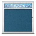 United Visual Products Single Door Radius Corkboard With Header UV8012-SATIN-ULTMAR