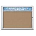 United Visual Products Single Door Radius Corkboard With Header UV80131-SATIN-BUFF