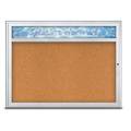 United Visual Products Single Door Radius Corkboard, Header, 48 UV80131-SATIN-CORK