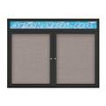 United Visual Products Double Door Radius Corkboard With Header UV8013-BLACK-PEARL