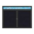 United Visual Products Double Door Radius Corkboard With Header UV8013-BLACK-RUBBER