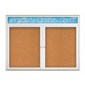 United Visual Products Double Door Radius Corkboard, Header, 48 UV8013-SATIN-CORK