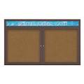 United Visual Products Double Door Radius Corkboard, Header, 60 UV8014-BRONZE-FORBO